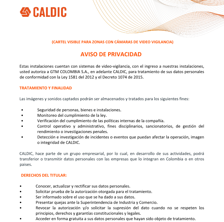 Aviso de Privacidad de Caldic